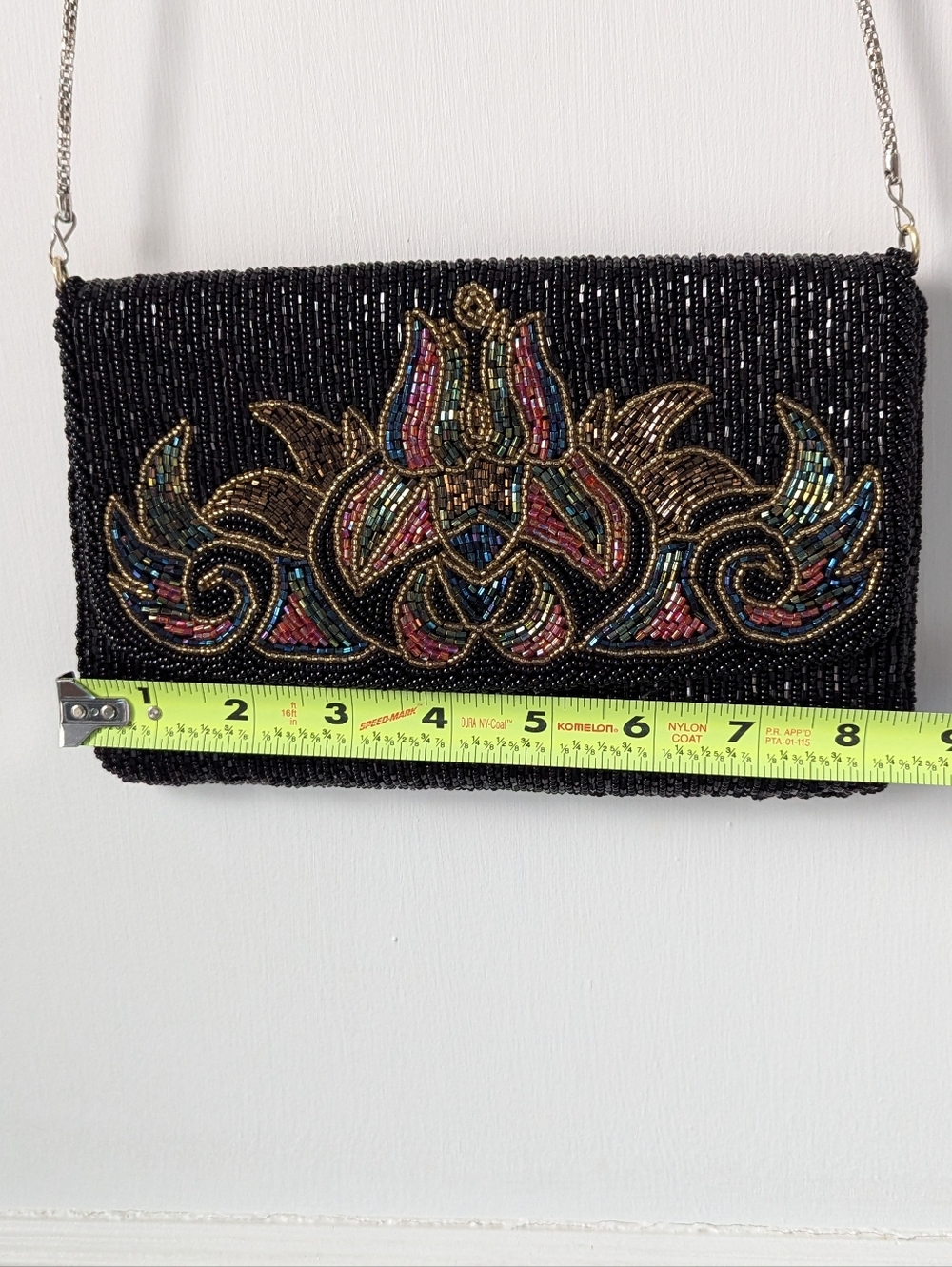 La Regale Vintage Unique Beaded Black Chained Shoulder Bag Wedding Prom Gatsby - Picture 10 of 11